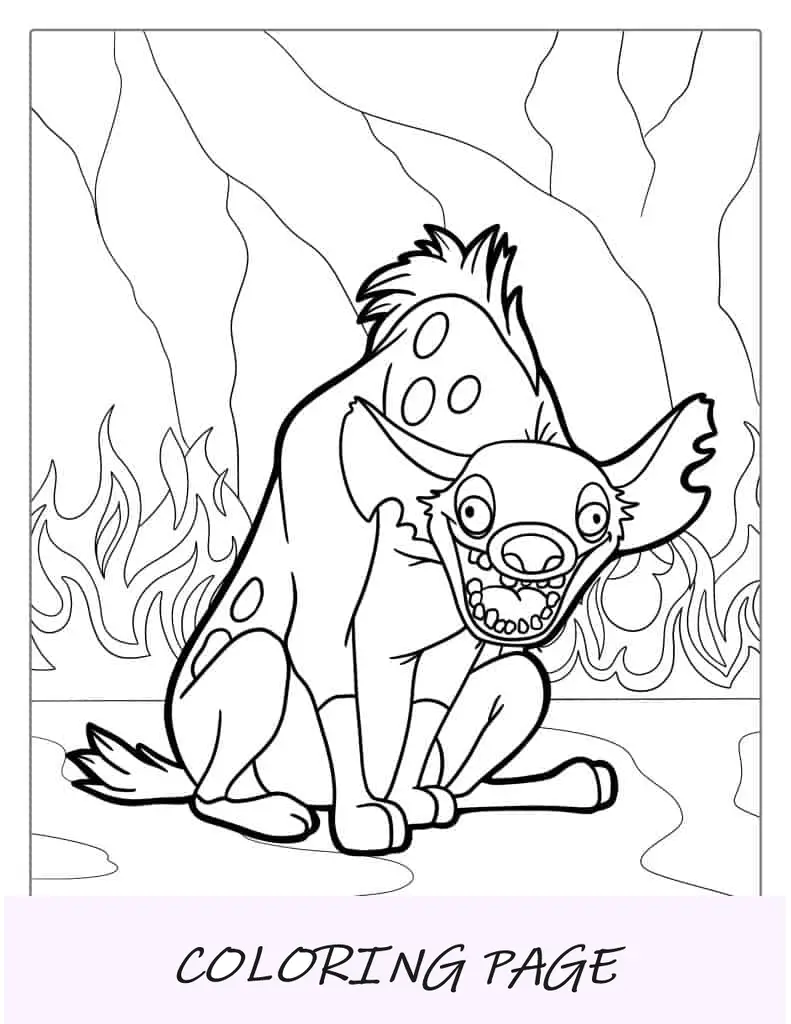 Hoja para colorear del Rey León Hiena