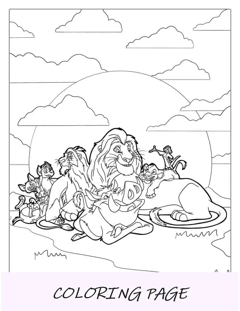 Personajes icónicos del Rey León para colorear