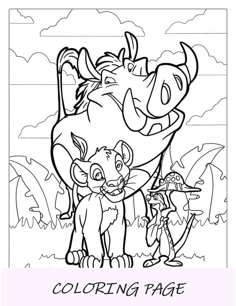 Hoja para colorear de Hakuna Matata
