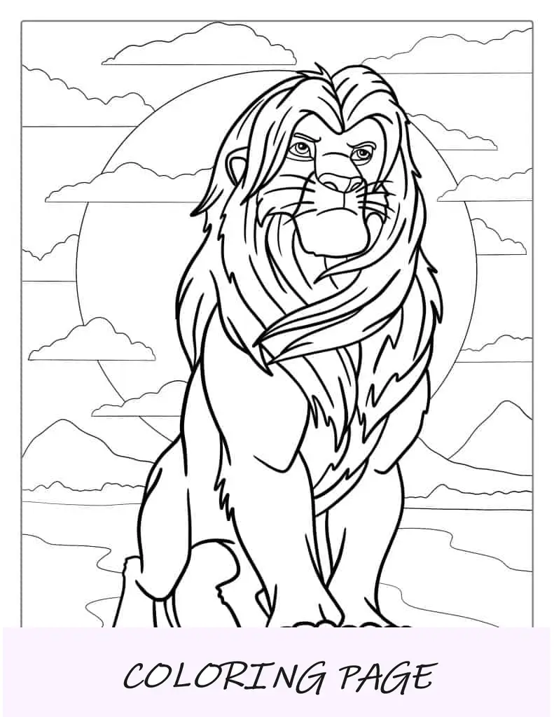 Simba adulto detallado para colorear