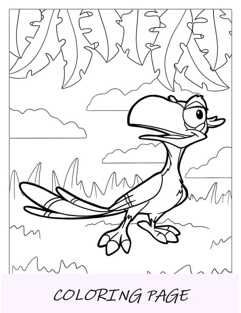 Página para colorear de pájaro zazú para niños