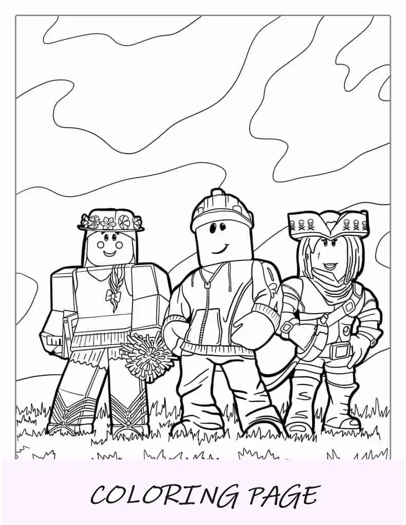 Página para colorear de personajes del juego Roblox