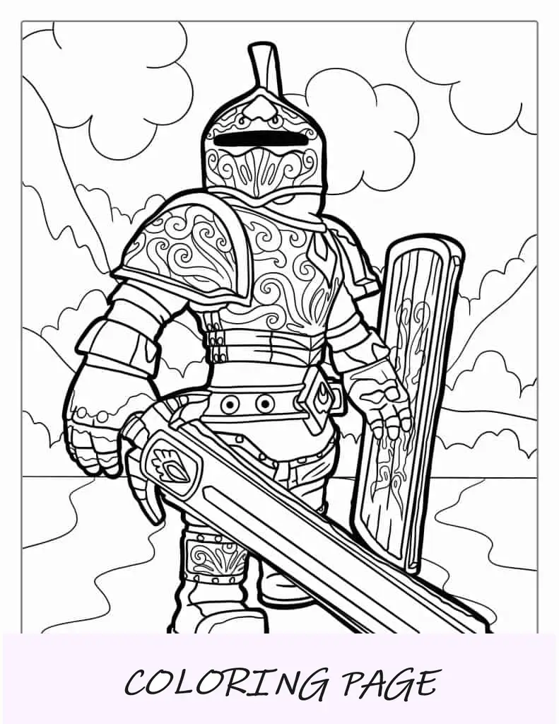 Dibujo para colorear de piel de caballero de Roblox