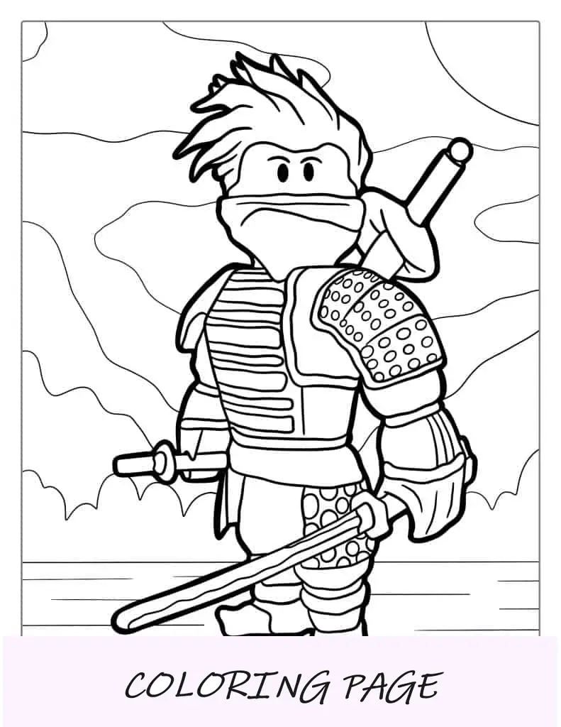 Página para colorear de piel de ninja de Roblox