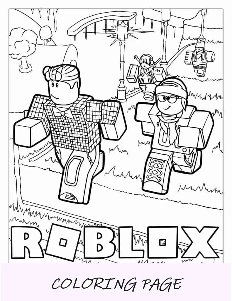 Personajes corriendo con el logotipo de Roblox