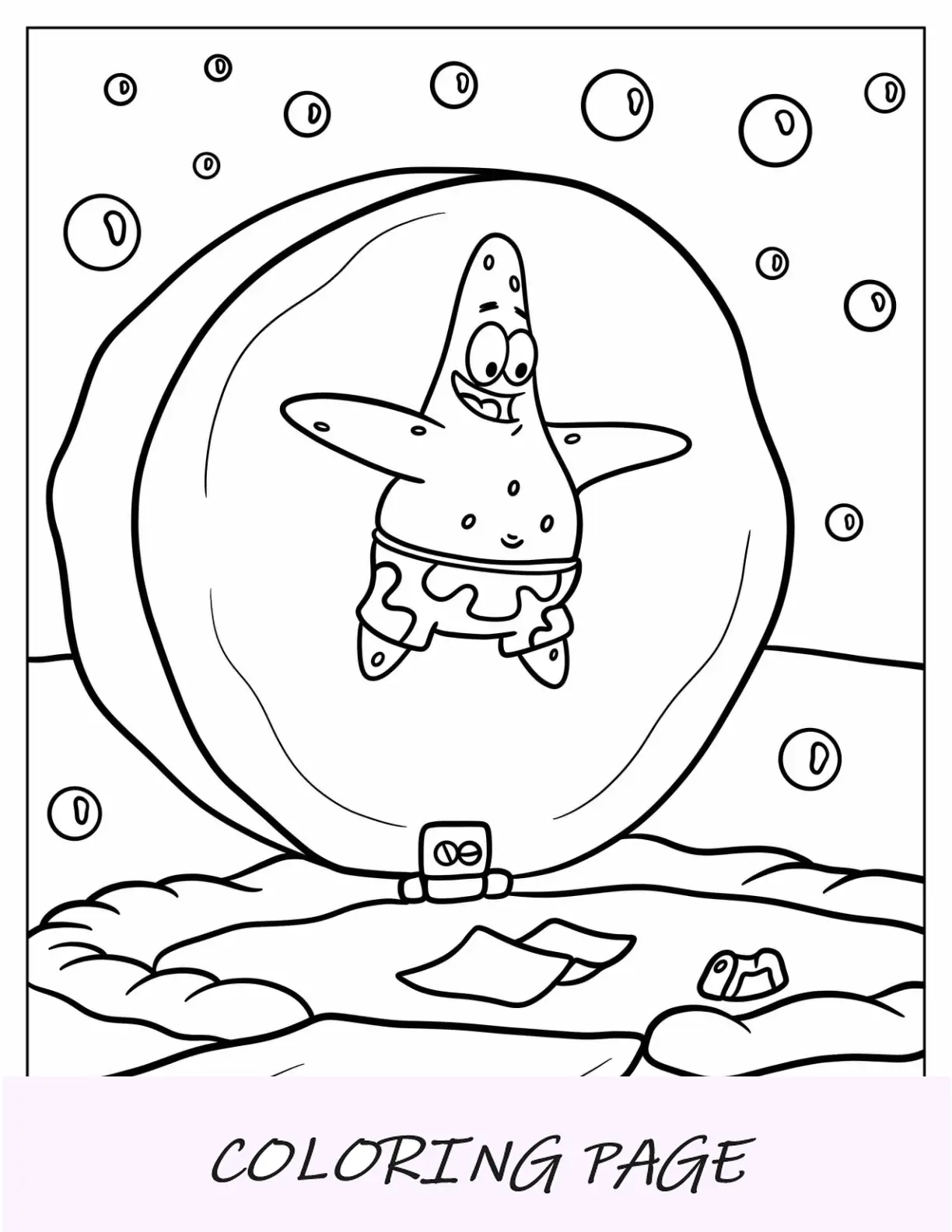 Pagina da colorare di Patrick Star sulla roccia