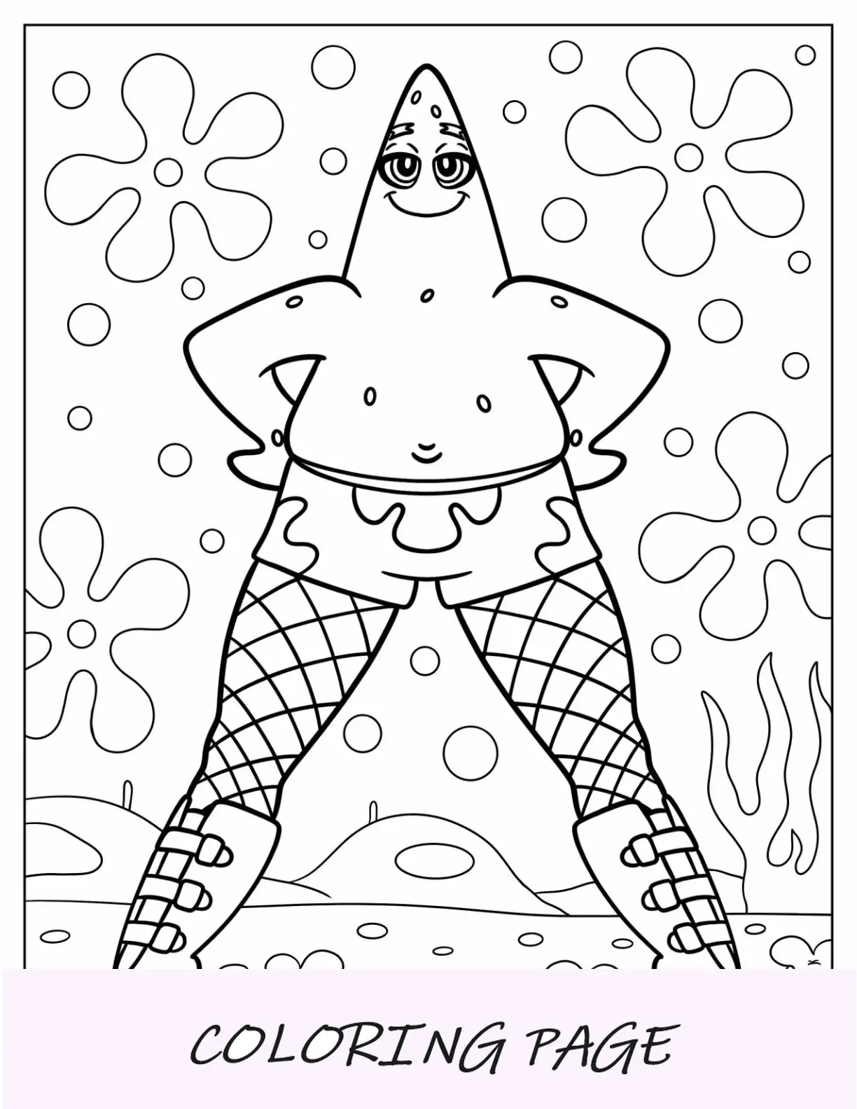 Pagina da colorare Patrick Star in rete e stivali