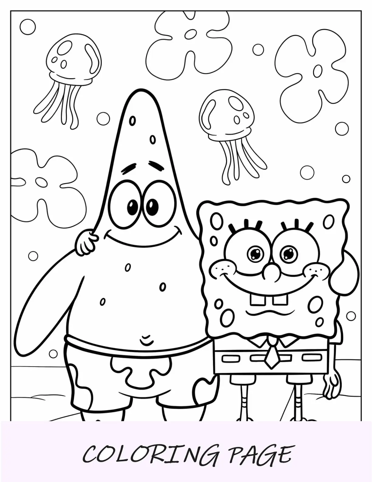 Felice SpongeBob e Patrick Star da colorare con le braccia l'uno attorno all'altro