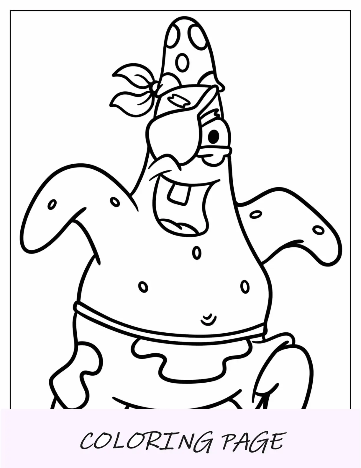 Semplice schema della stella pirata Patrick da colorare per bambini