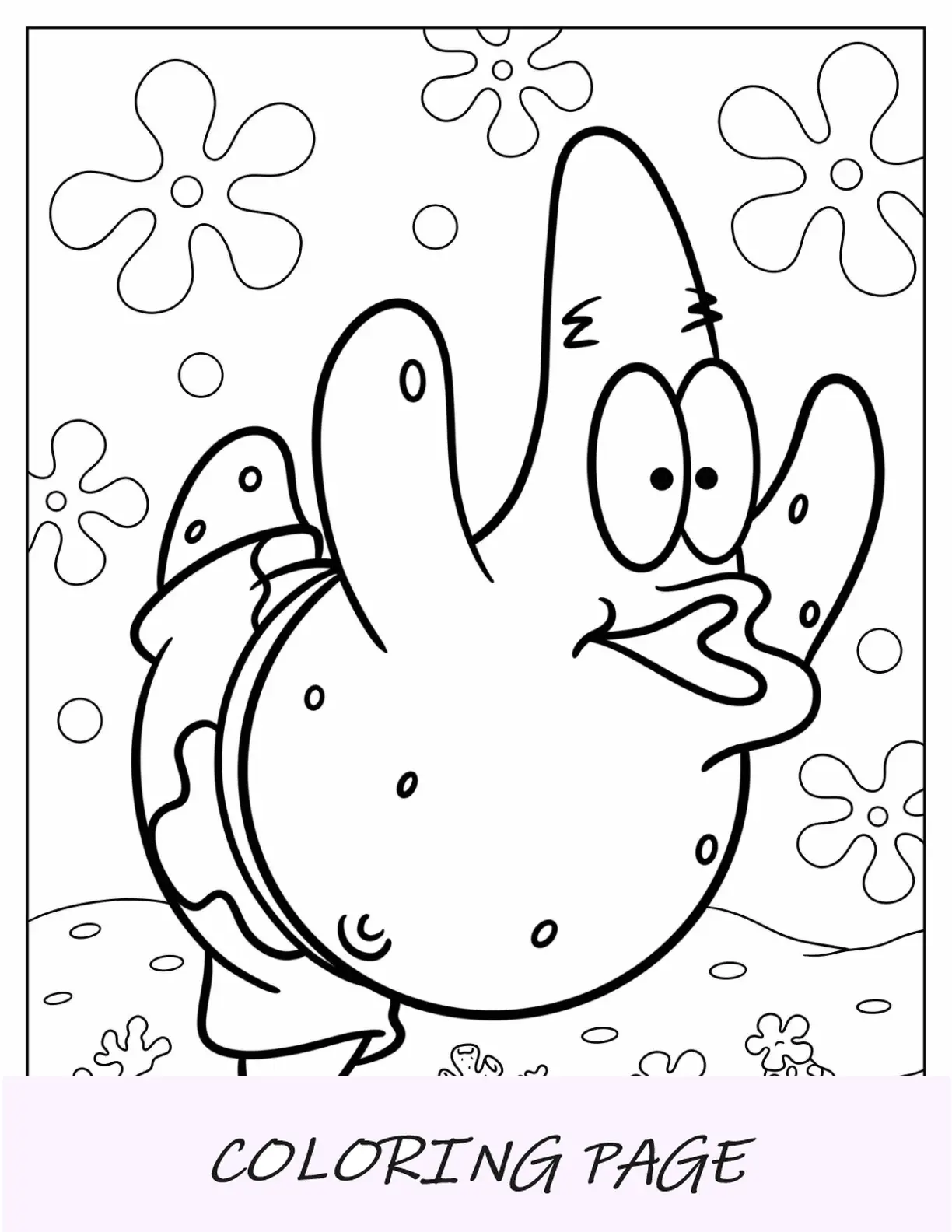 Simpatica pagina da colorare Patrick Star Nuoto per bambini