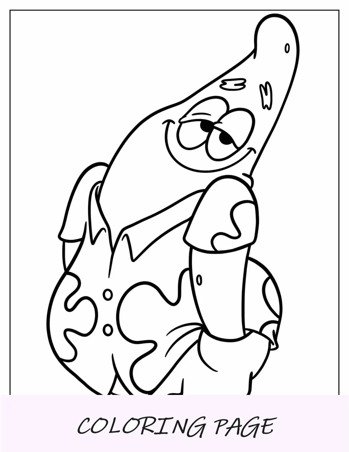Simpatica pagina da colorare di Patrick Star in camicia hawaiana per bambini