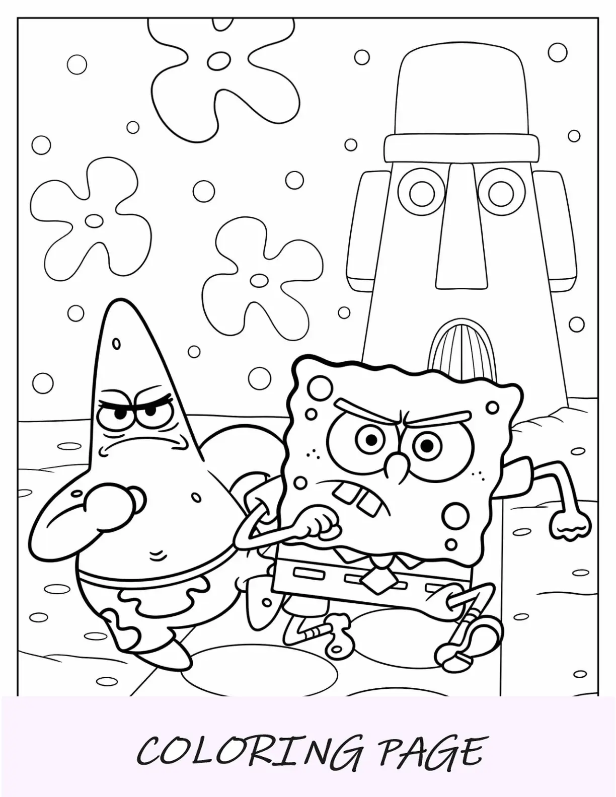 SpongeBob arrabbiato e Patrick Star da colorare Pagina in marcia