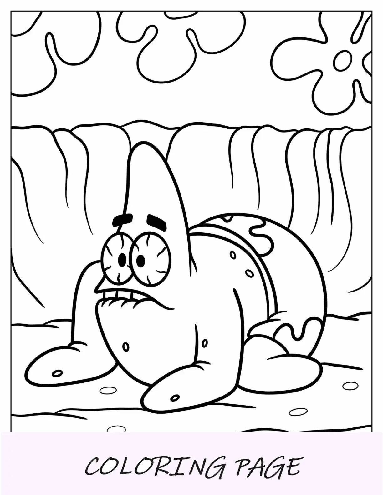 Patrick Star Pagina da colorare in ginocchio a terra