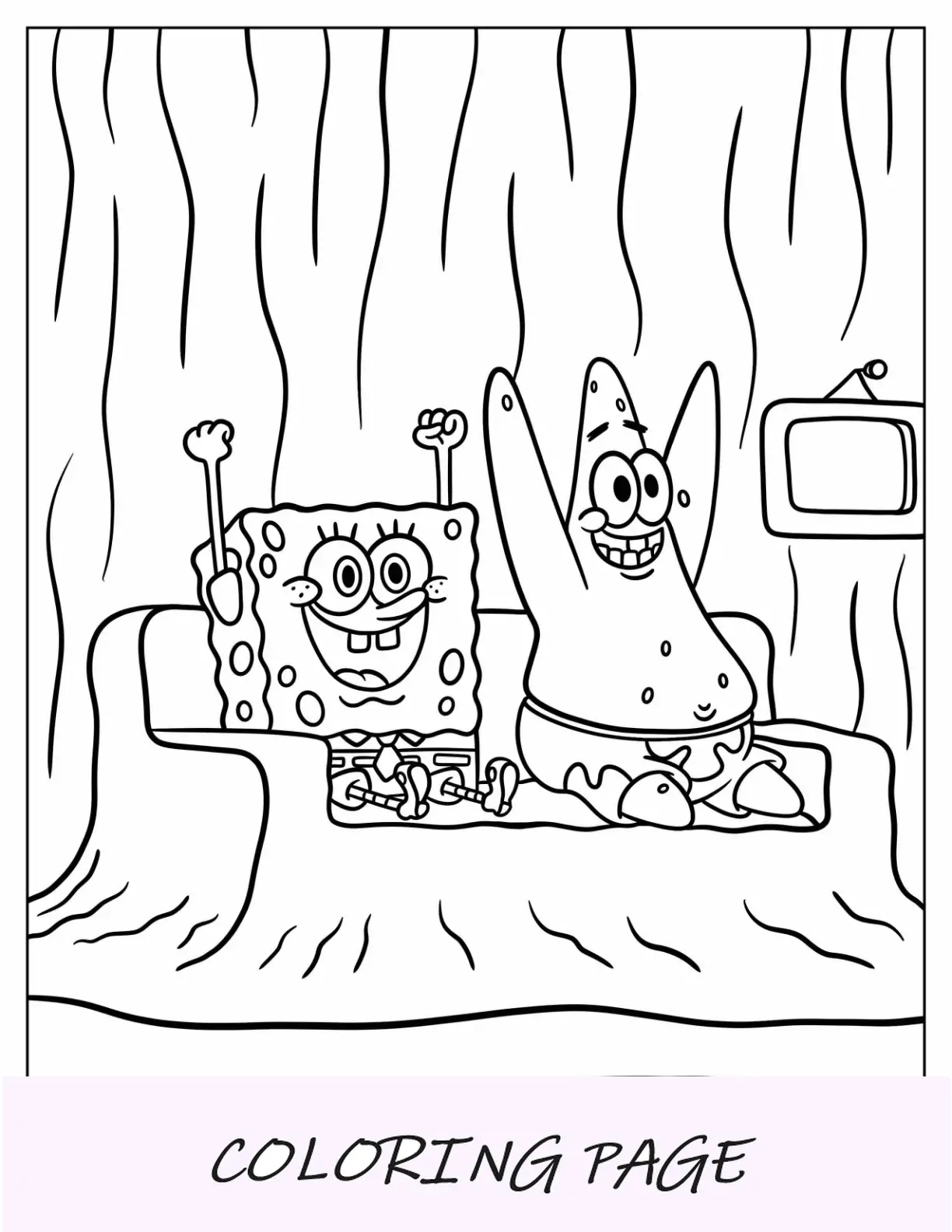 SpongeBob e Patrick Star da colorare pagina tifo sul divano