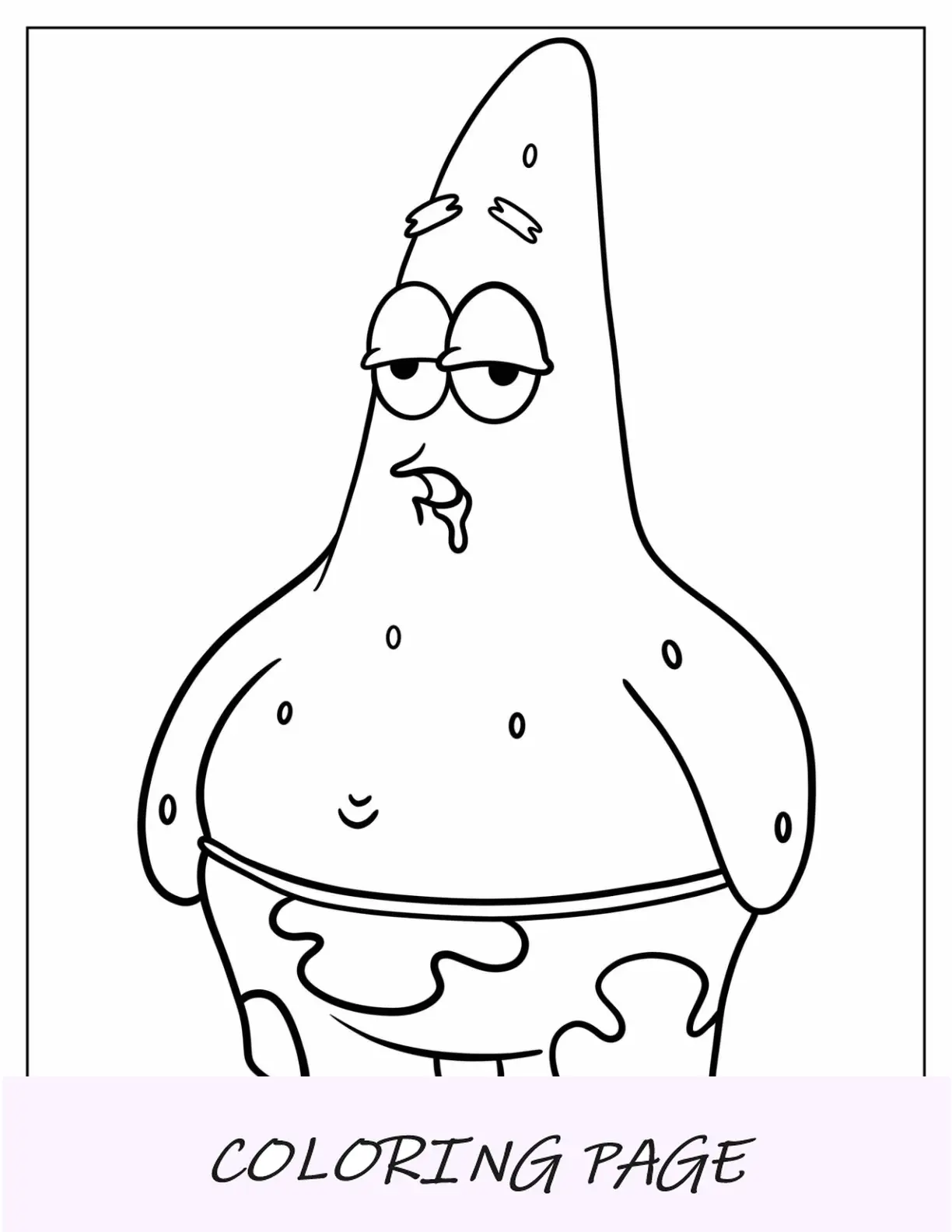 Semplice contorno della pagina da colorare di Patrick Star sbavando