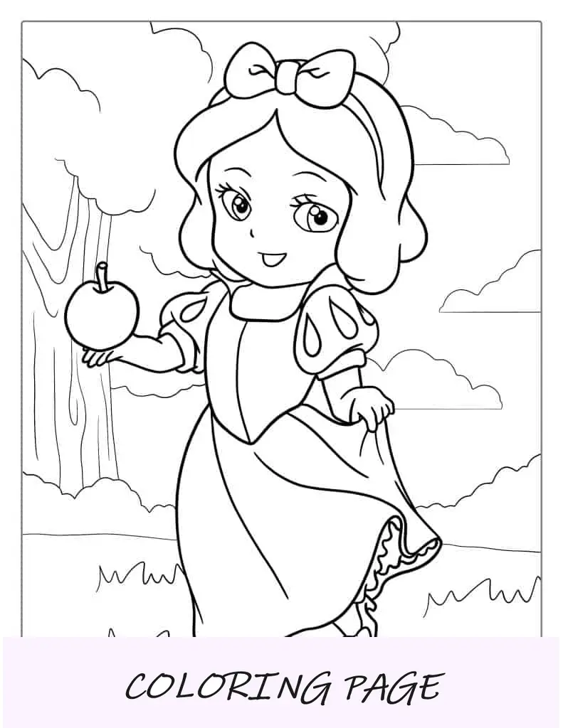 Hoja para colorear de Blancanieves bebé para niños