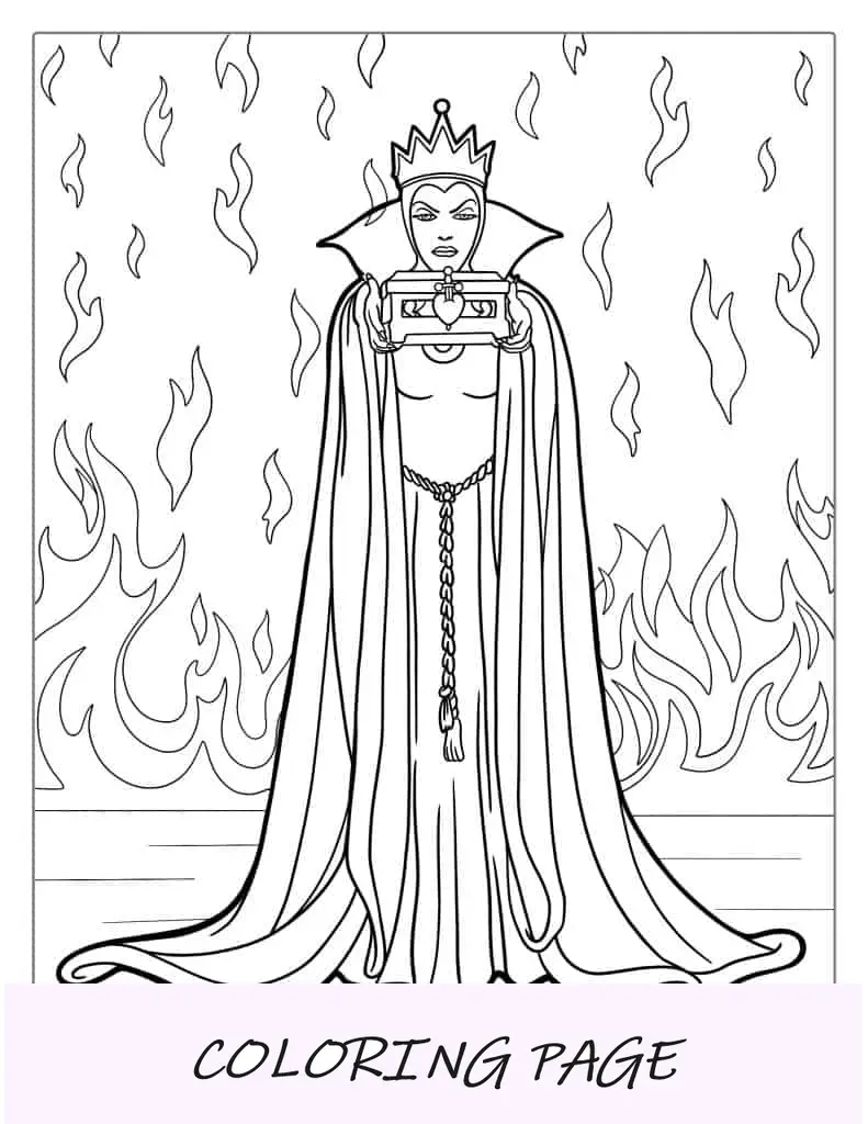 Hoja para colorear de la reina malvada