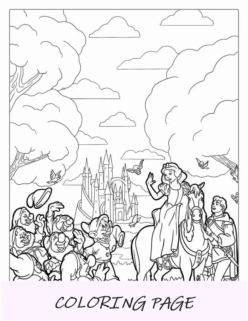 Página detallada para colorear de Blancanieves
