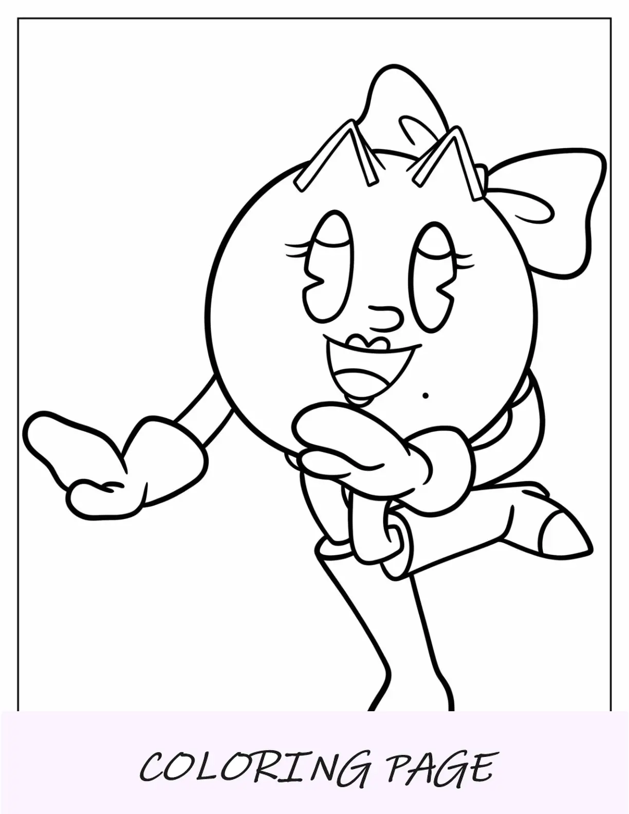 Desenho para colorir da Sra. Pac-Man Kawaii para crianças