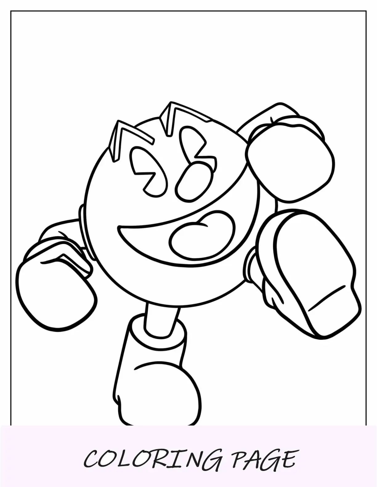 Página para colorir do Pac-Man de corrida fácil para crianças em idade pré-escolar