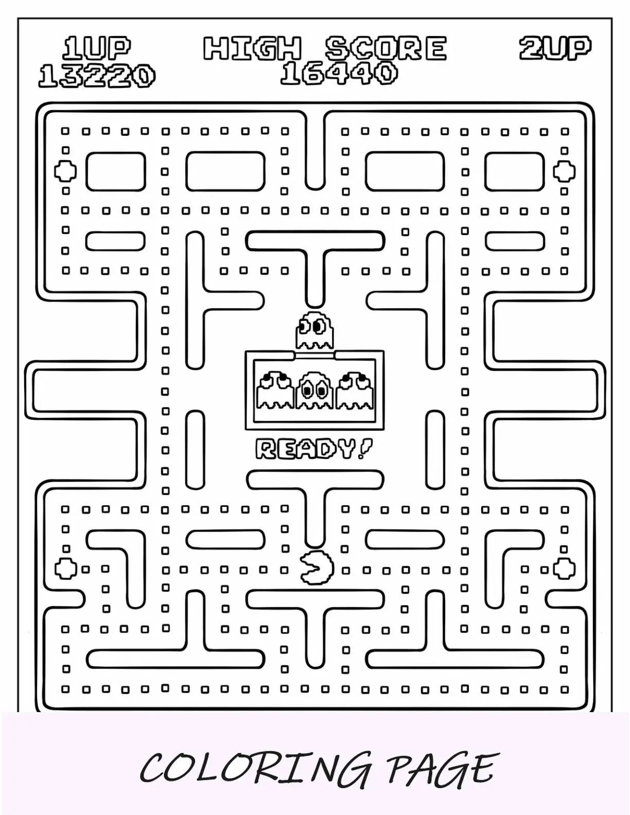 Visualização do jogo da página para colorir retrô do Pac-Man
