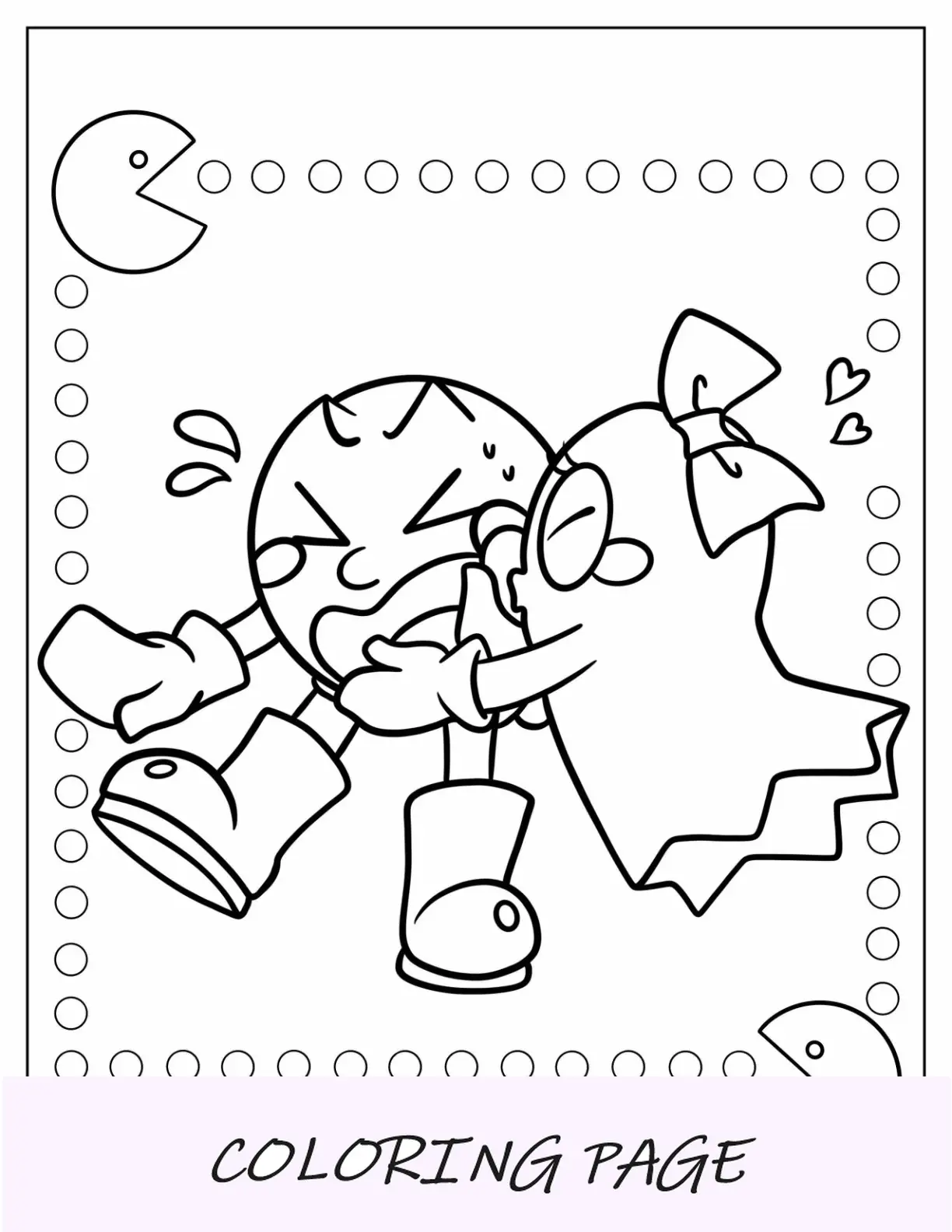Pinky Ghost beijando Pac-Man para colorir na bochecha