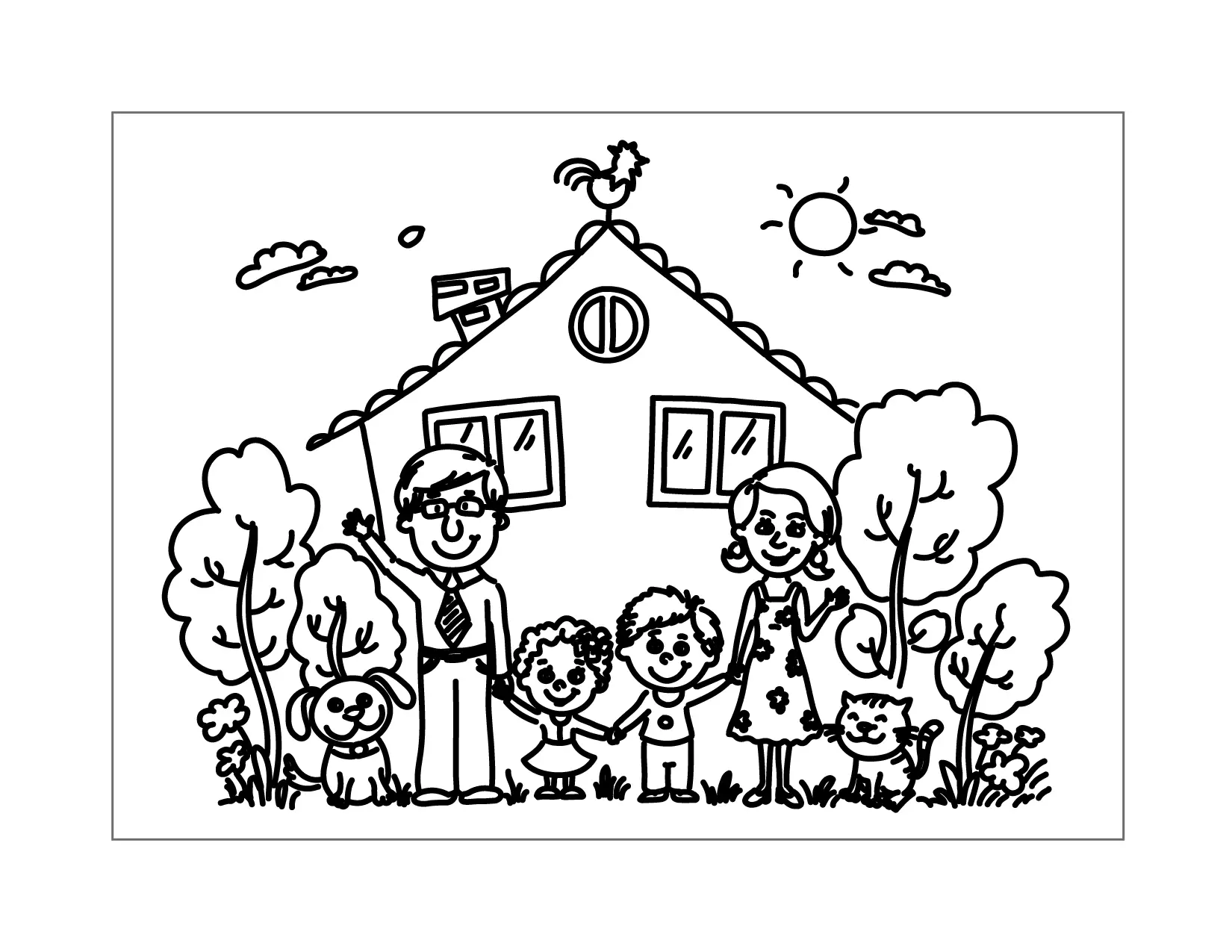 Páginas para colorir da família
