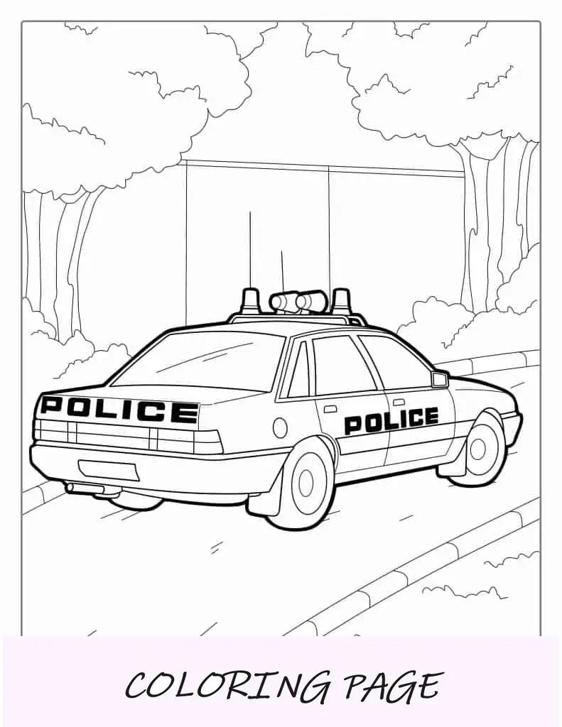Foglio da colorare vecchia macchina della polizia