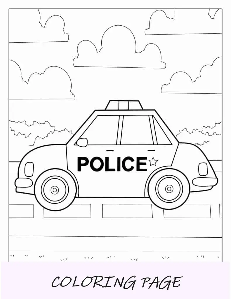 Semplice schema di macchina della polizia da colorare