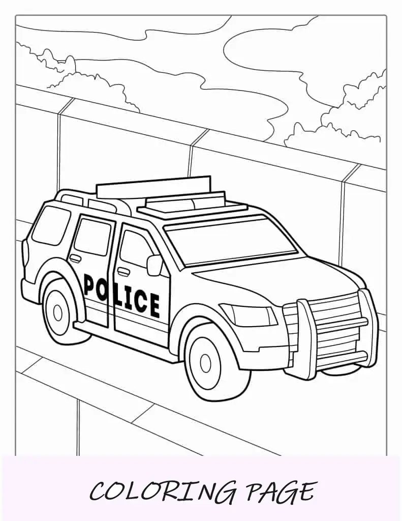 Immagine da colorare di un'auto SUV della polizia
