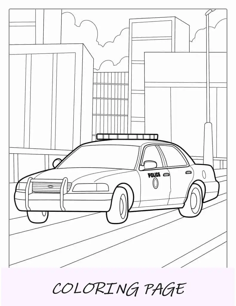 Pagina da colorare dell'auto della polizia Ford