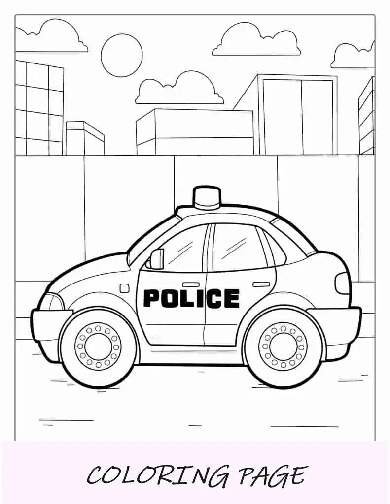 Semplice schema di un'auto della polizia da colorare per i bambini