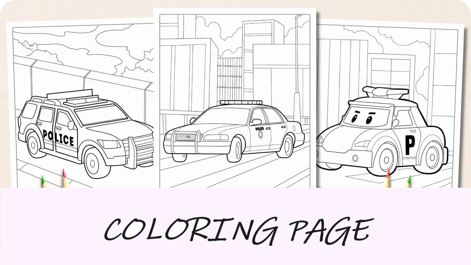 Disegni da colorare di auto della polizia Immagine in evidenza