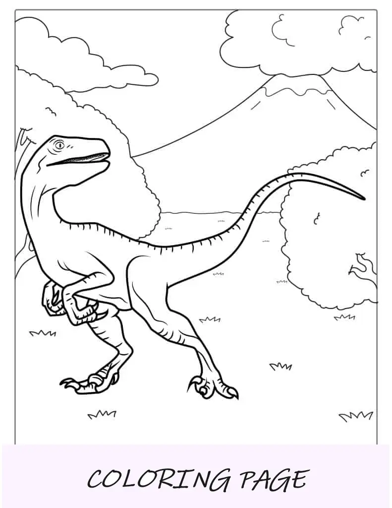 Einfacher Umriss eines Velociraptors zum Ausmalen