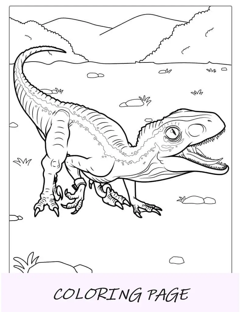 Realistische Velociraptor-Malseite für Kinder