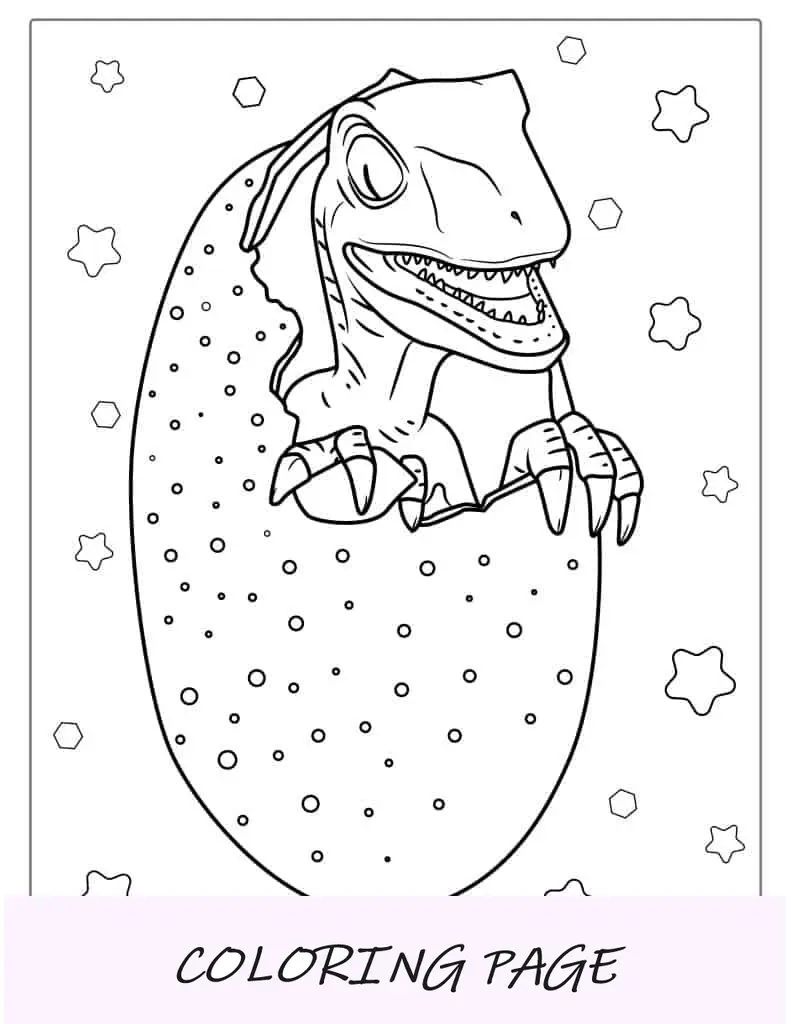 Velociraptor schlüpft vom Ei zur Farbe