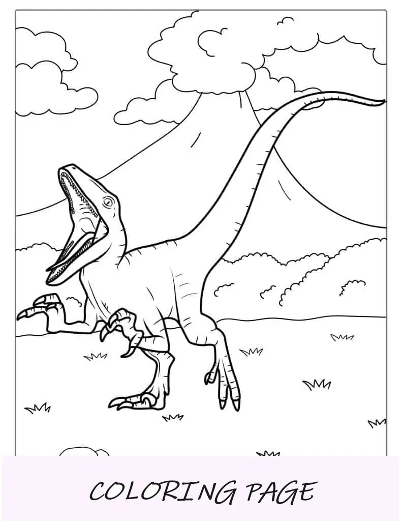 Velociraptor-Jagd mit weit geöffnetem Kiefer