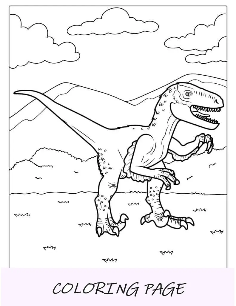Ausmalbild: Baby-gefiederter Velociraptor