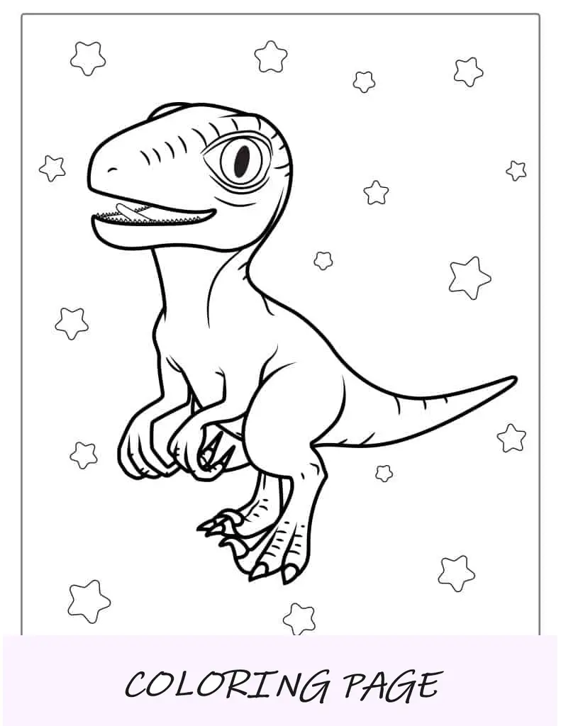 Ausmalbilder Baby Velociraptor für Kinder im Vorschulalter