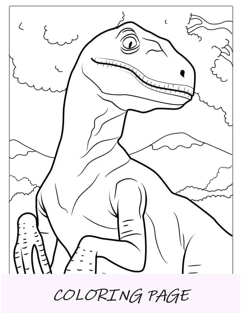 Nahaufnahme eines Velociraptor-Körpers zum Ausmalen
