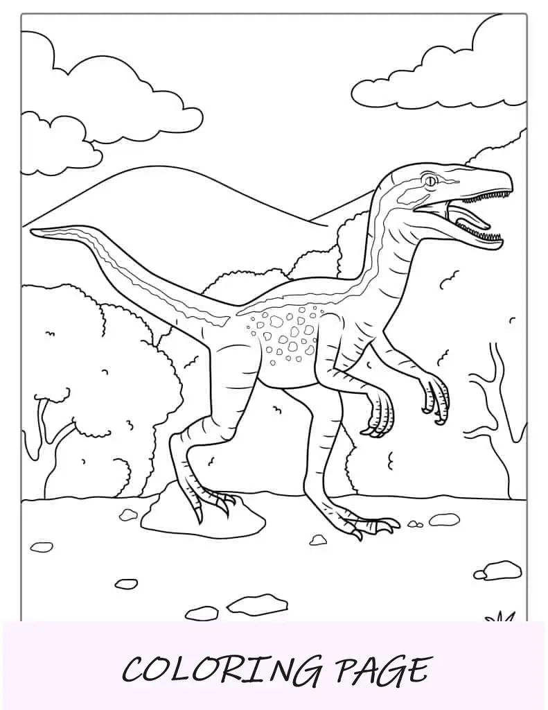 Ausmalbild eines detaillierten Raptors