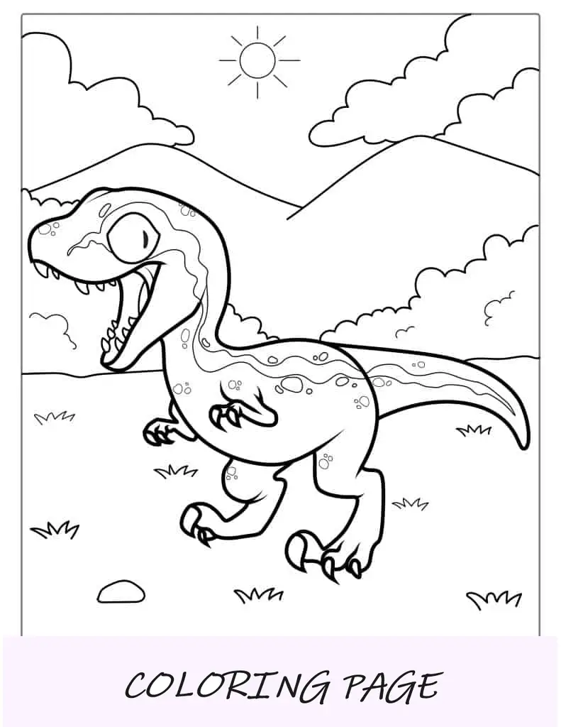 Süße Velociraptor-Malseite für Kinder