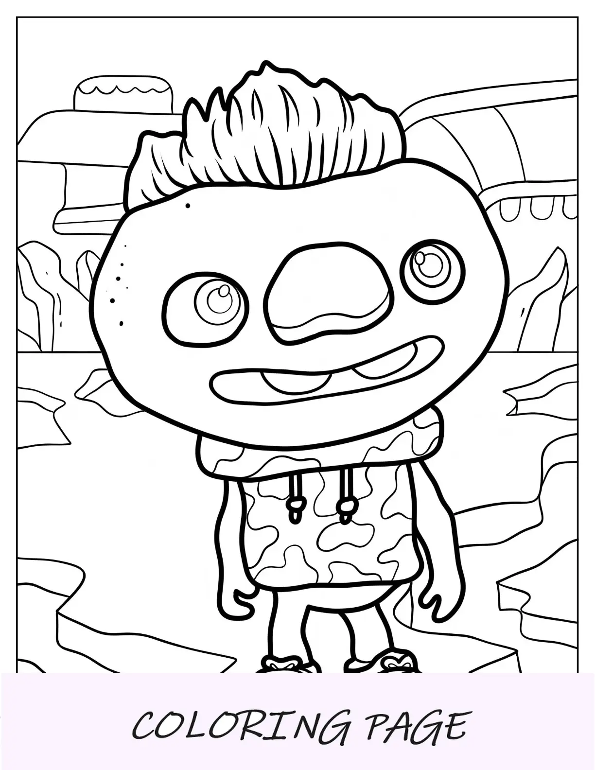 Página para colorear elemental del lindo terrón de Earthtown para niños