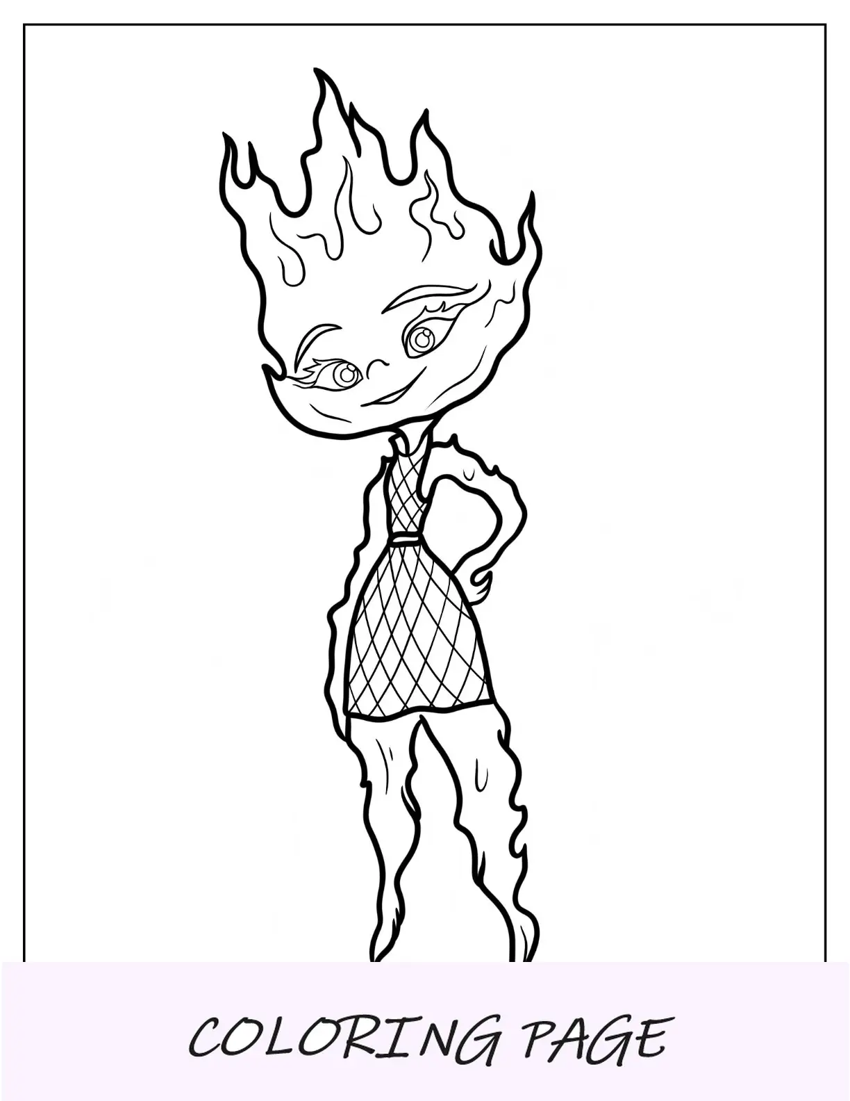 Página para colorear elemental de Ember Lumen simple