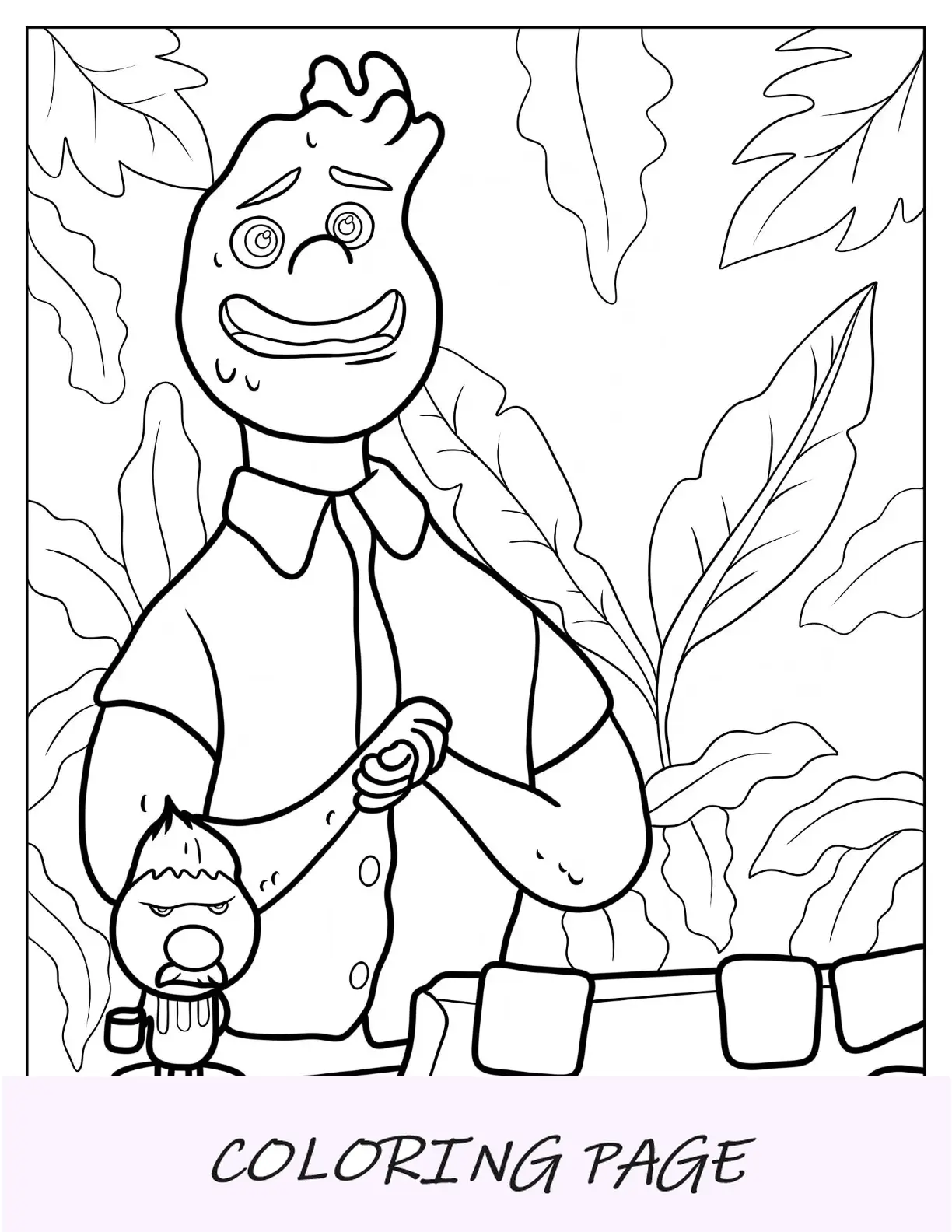 Página para colorear elemental de Nervous Wade Ripple en el trabajo