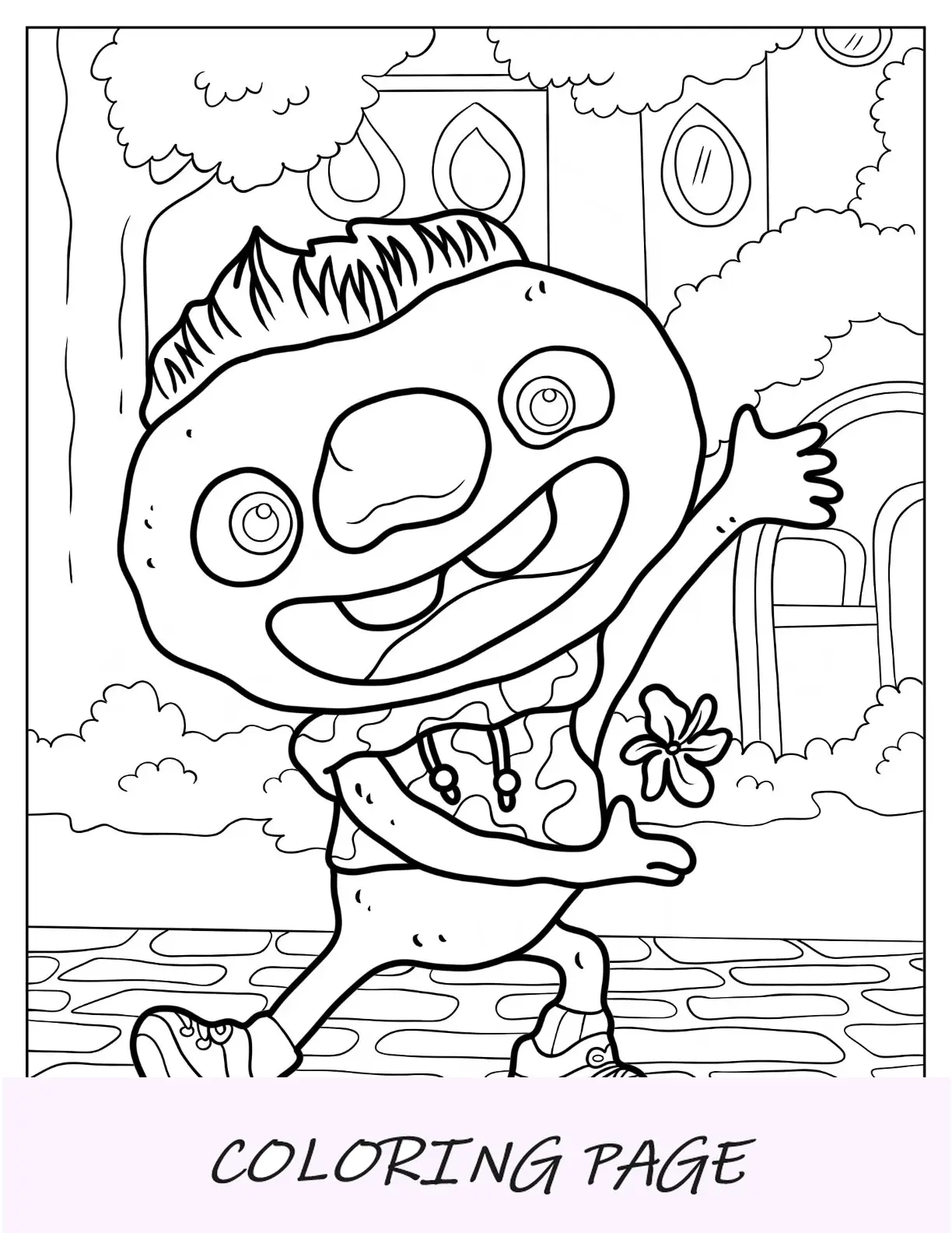 Página para colorear elemental de Kawaii Clod Dancing para niños