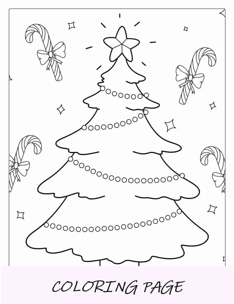 Árbol De Navidad Con Bastones De Caramelo Para Colorear
