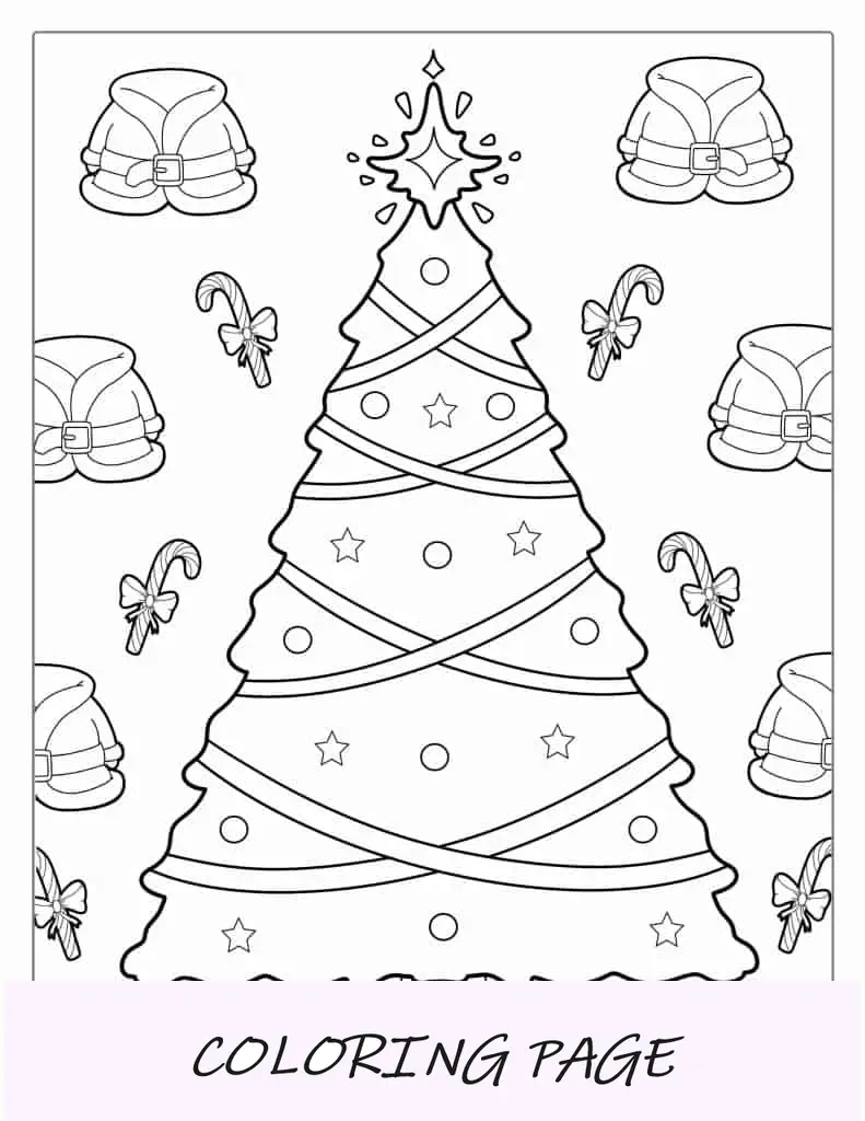 Árbol De Navidad Con Adornos Para Colorear