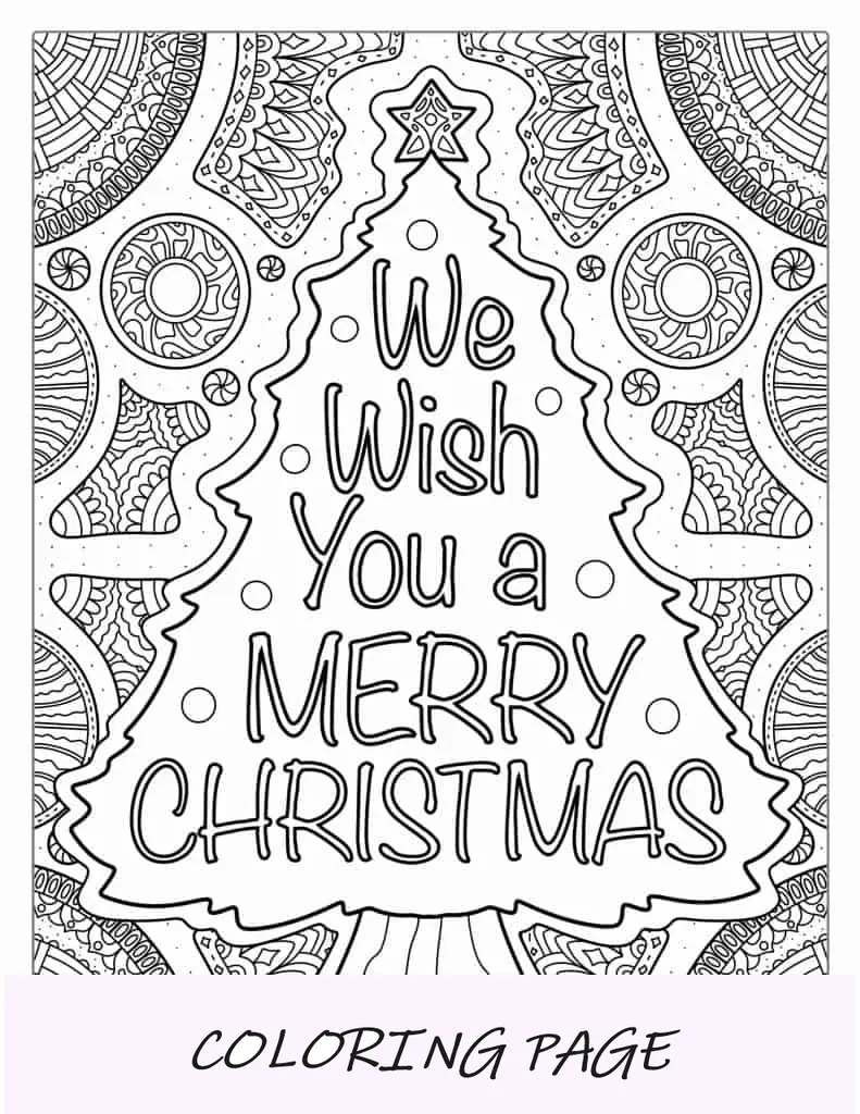 Página para colorear de Zentangle de árbol de Navidad para adultos