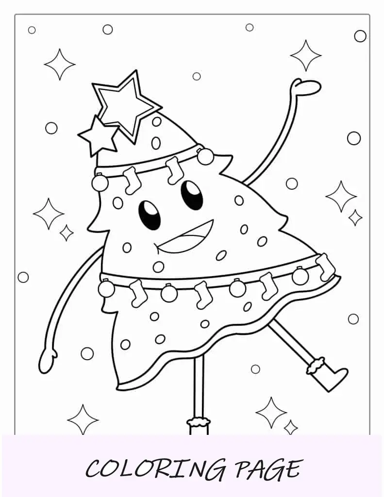 Árbol de Navidad de dibujos animados para colorear para niños